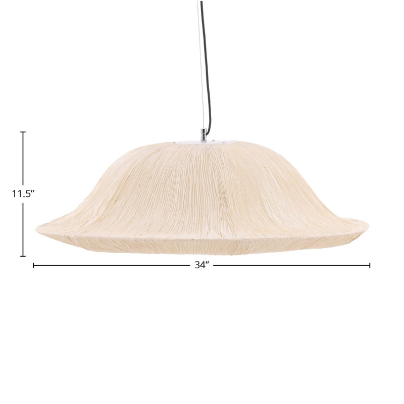 Luminaire suspendu naturel Balbina, H 11,5 po x l 34 po x P 34 po