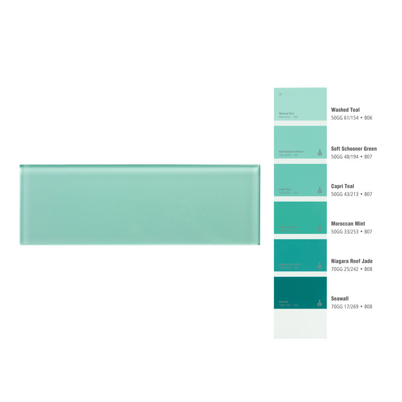 Premium 3" x 9" Glass Subway Tile, Mint