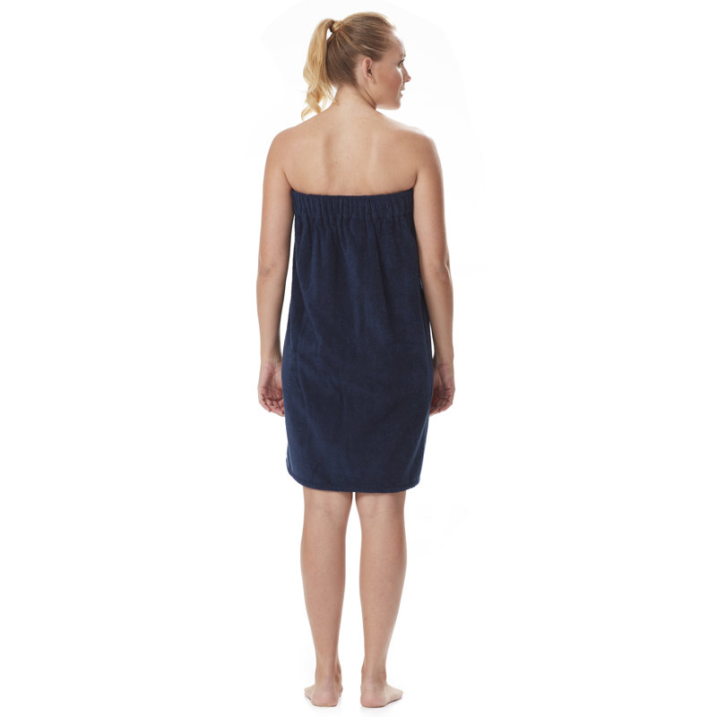 Peignoir au-dessus du genou 100% coton Emrick, L 61 po x l 33 po, Bleu marine