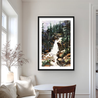 Chutes de l'Alberta - Reproduction matte encadrée rustique pour la décoration intérieure