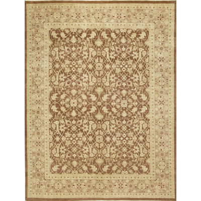 Wool Oriental Area Rug in Chocolate/Fawn