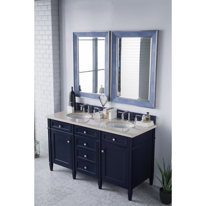 Brittany 60'' W Vanity, Carrara White, Bright White, 8" Widespread