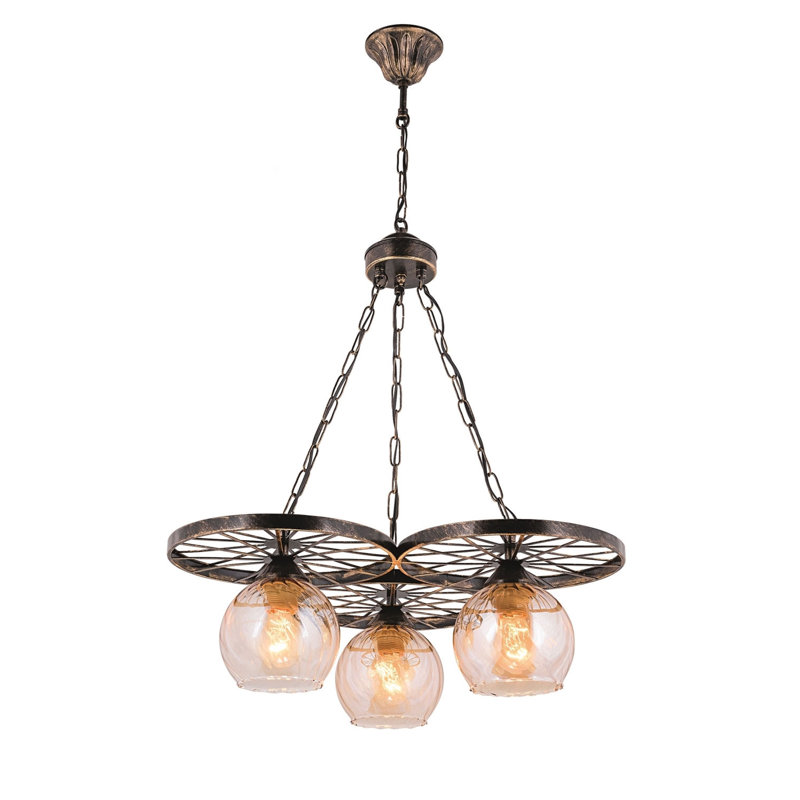 Lustre unique à 3 lumières Sheraden, Or, Bronze