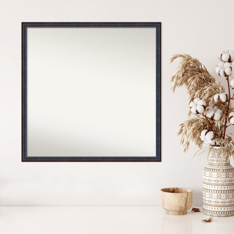 Miroir mural en bois foncé, 27,5 po x 27,5 po