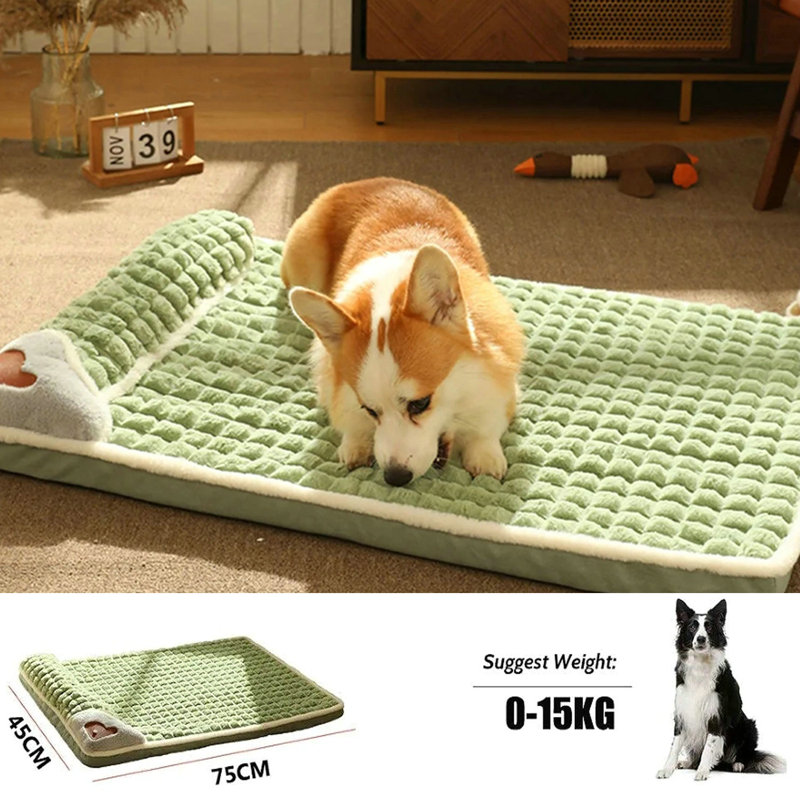 Matelas de lit moelleux lavable pour chien, L 29,5 po x P 17,7 po x H 4,7 po, Vert, Moyen (26 à 40 lb)