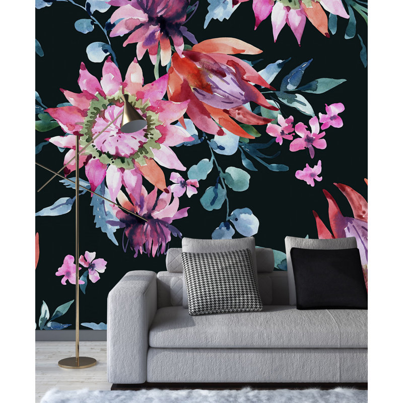 Peel & Stick Floral Wall Mural, 100" W x 8.33" L