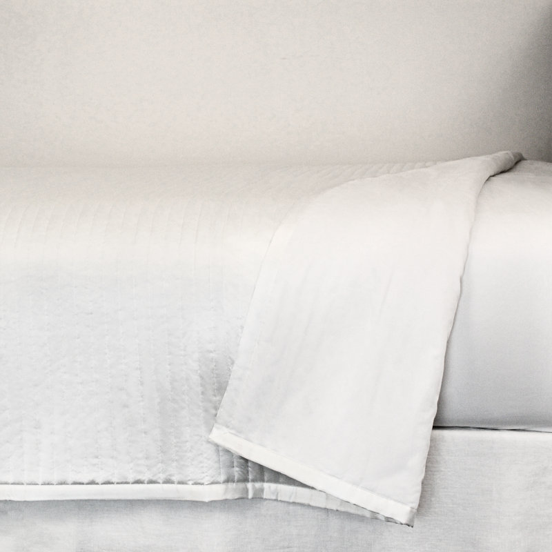 Charmeuse Channel Quilt Coverlet, Queen Coverlet, White