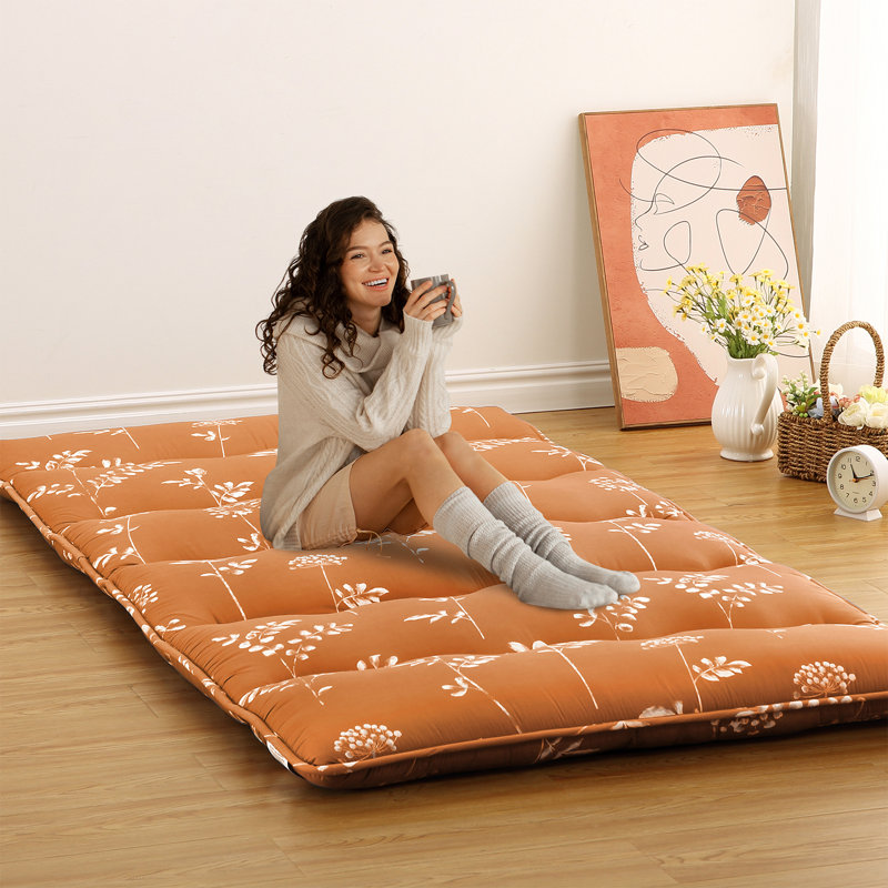 East Urban Home Printed Japanese Futon Mattress, Foldable Floor - Main Image