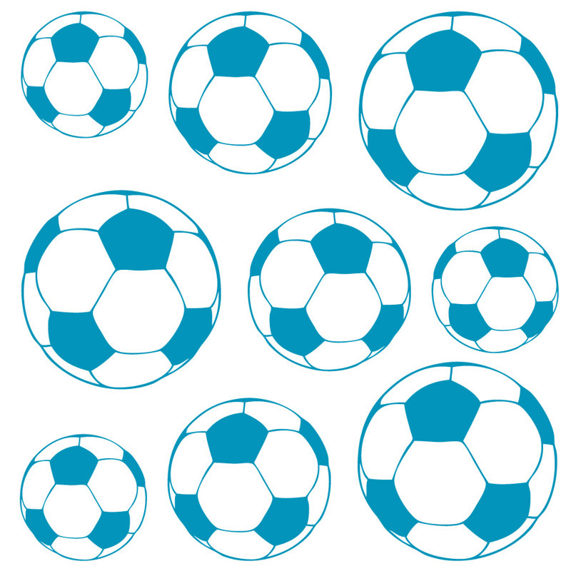 Adhésif décoratif ballons de soccer, H 41 po x l 40 po x P 0,01 po, Bleu sarcelle