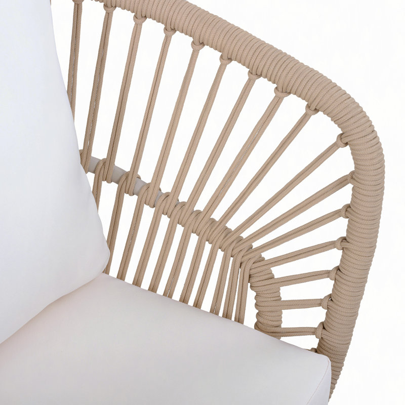 Chaise de salle à manger d'extérieur MP1 - Structure en osier et en acier, capacité de poids de 300 lb, avec coussin
