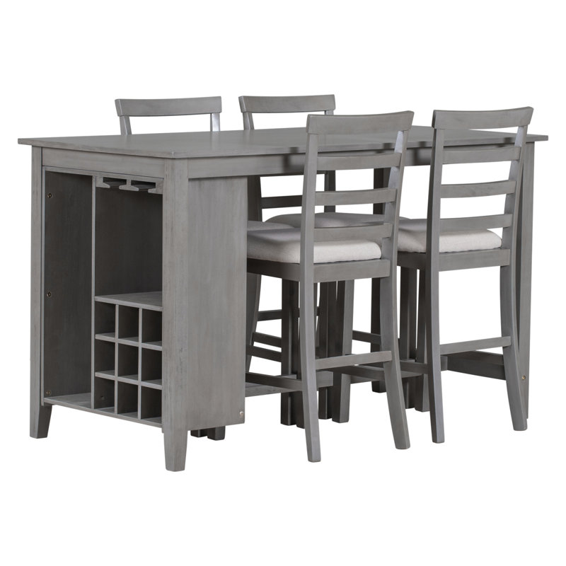 Ensemble de salle à manger 5 pièces avec chaises rembourrées Modern, Gris, Gris, Gris