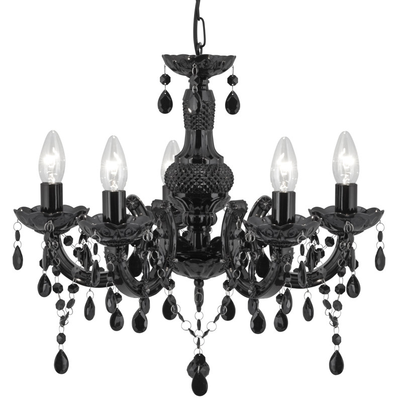Lustre style chandelier 5 lumières Kelly, Noir
