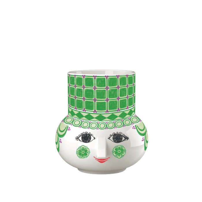 Olga Block Candle Holder, Green, H: 4.7", Blue, 4.7" H x 4.5" W x 5.1" D