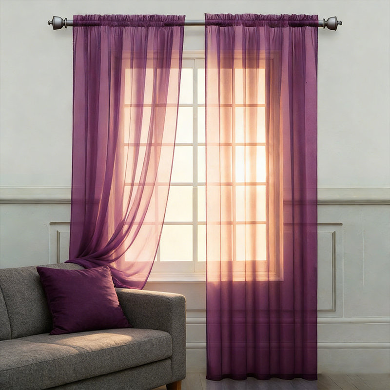 Rideau transparent 2 pièces 2 pièces, Mauve foncé