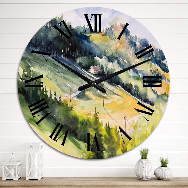 Cottage House On A Hill - Horloge murale, Grand