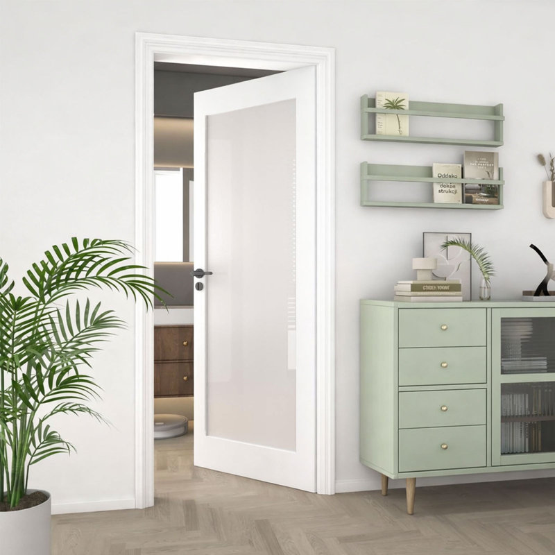 Panneau de porte intérieur peint 80 po. X 80 po + 3/8 po Panneau de verre 1 givre, 30 po x 80 po