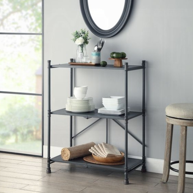 Console Jowan, table de couloir, table Hoyer avec 3 tablettes