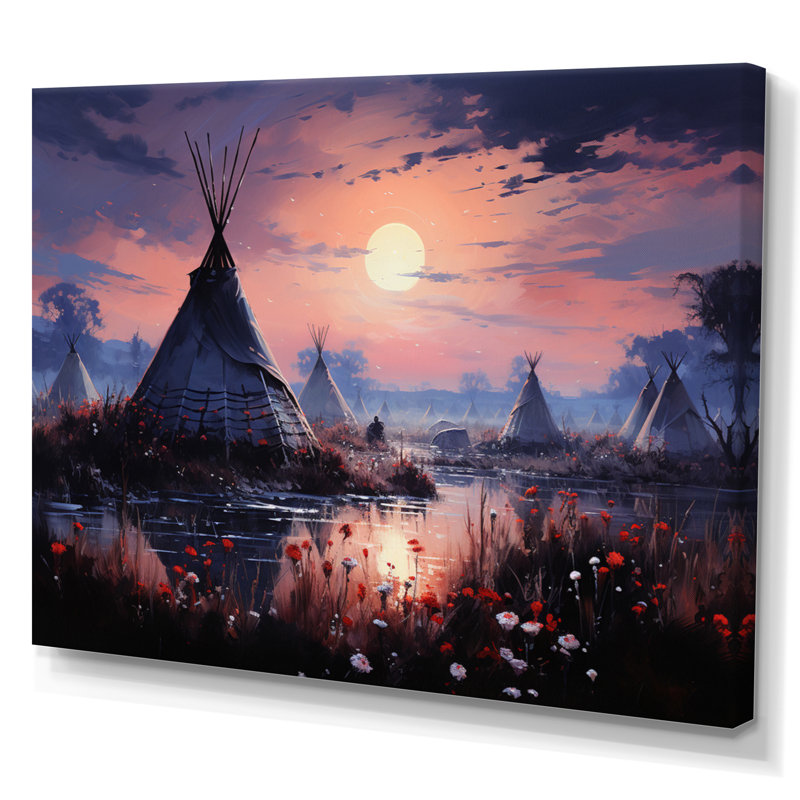 Native Tipi Mystic Gathering - Impression, H 12 po x l 20 po x P 1 po, Toile tendue