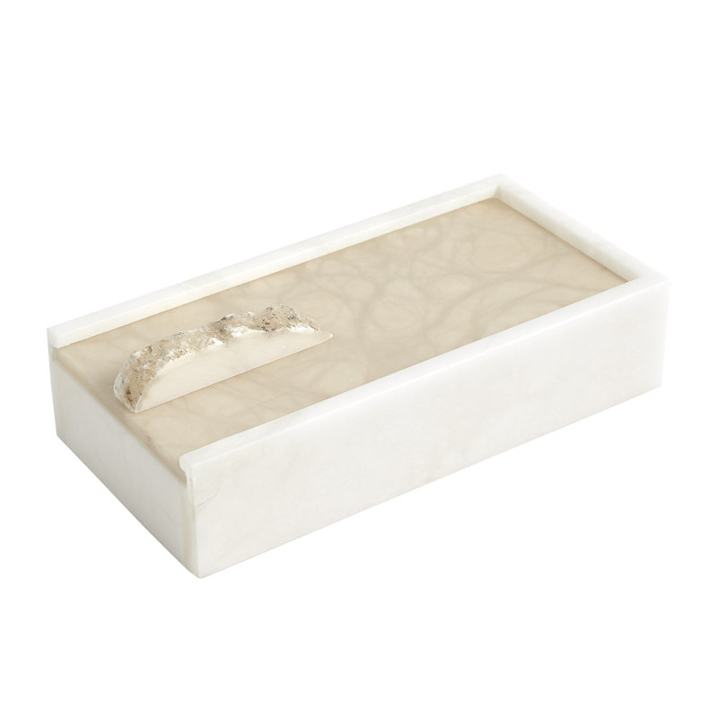 Boîte rectangulaire albâtre avec fleuron