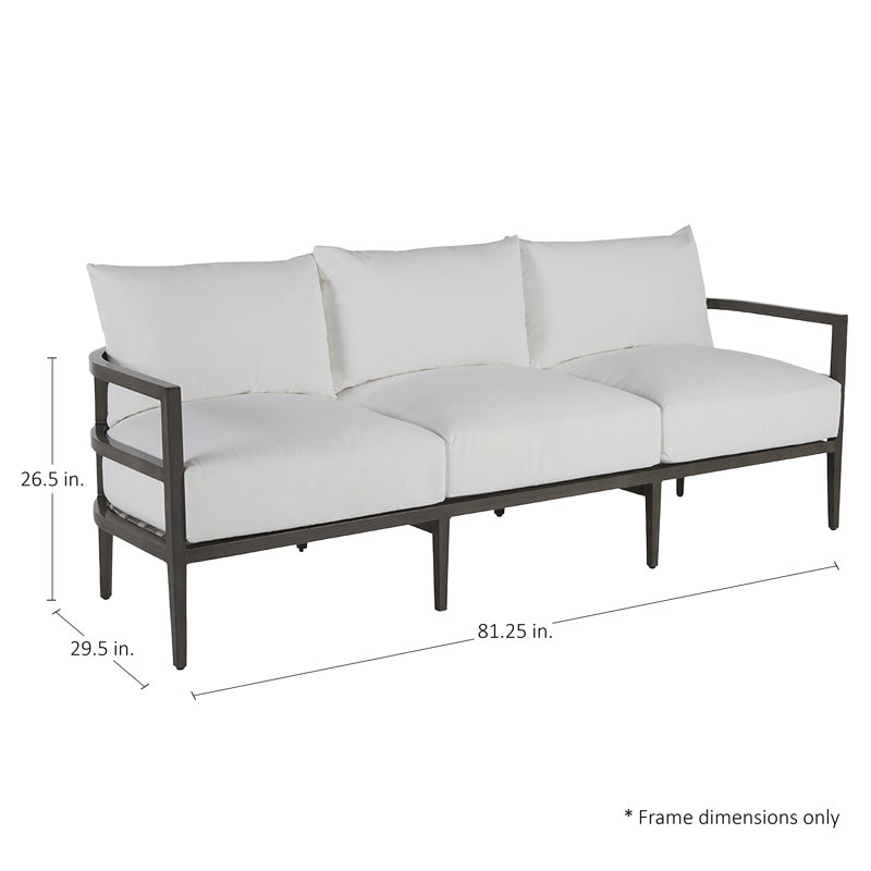 Santa Barbara N-Dura Wood Outdoor Sofa, No Welt + Dream Fill, Bali Pearl, Slate Gray N-Dura