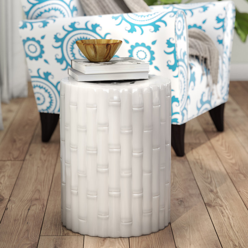 Ceramic Accent Stool, White