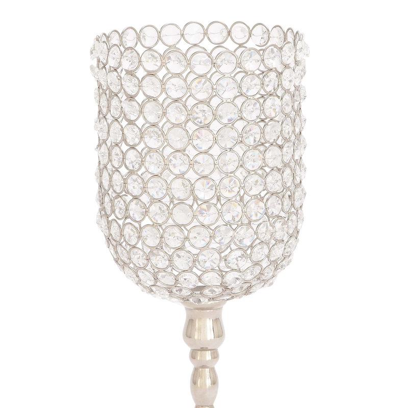 Aluminum Metal Single Candle Silver Hurricane Lamp