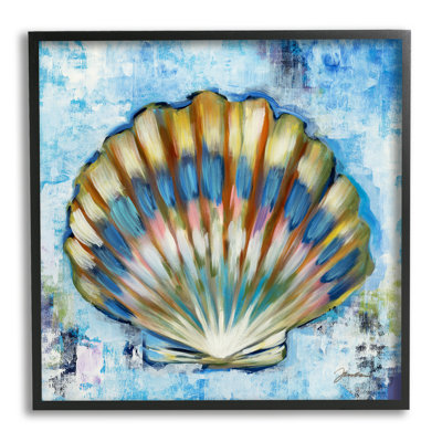 «Blue Clam Seashell On Wood» par Liz Jardine, peinture