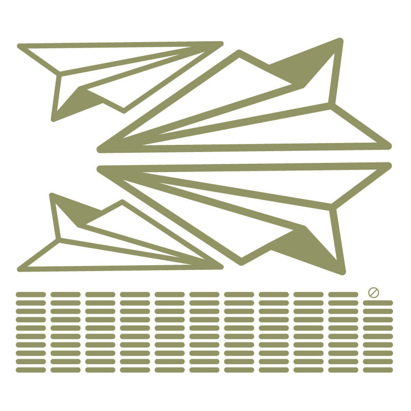 Adhésif décoratif papier avion, H 30 po x l 33 po x P 0,01 po, Olive