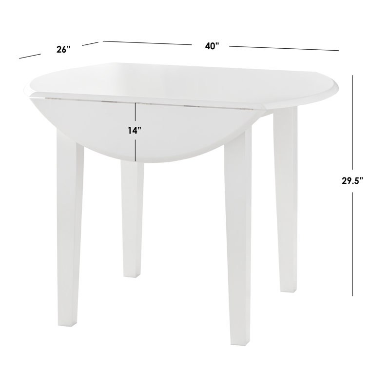Framlingham Drop Leaf Solid Wood Dining Set, White, 5 Pieces: Table, 4 Chairs, White/Natural