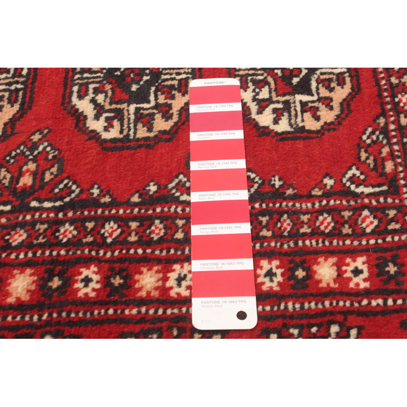 Tapis rouge en laine noué à la main de conception unique nouvel âge 5 pi 8 po x 8 pi 6 po Peshawar