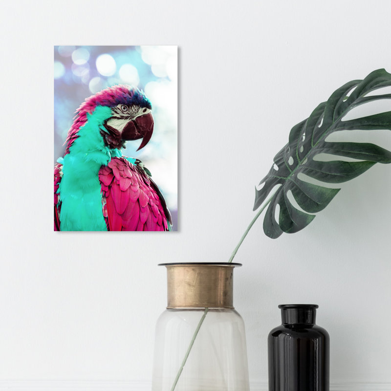 « rose turquoise ara », photographie sur toile, H 15 po x l 10 po x P 1,5 po