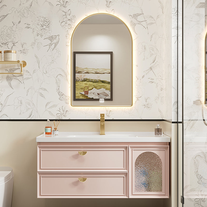 French style simple bathroom cabinet, Pink