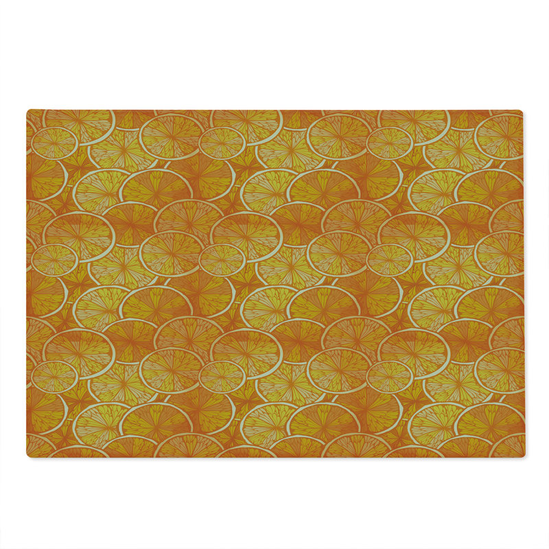 Planche à découper ronde orange de grande taille Ambesonne
