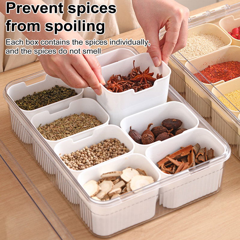 Divided Serving Tray with Lid 8-Compartments Spice Storage Box Transparent Snake Candy Fruits Nuts, Green