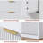 White  3-Drawer Fluted Dresser – Vertical Nightstand with Gold Handles, Space-Saving Storage for Bedroom, Living Room, Hallway, Entryway-2084747577