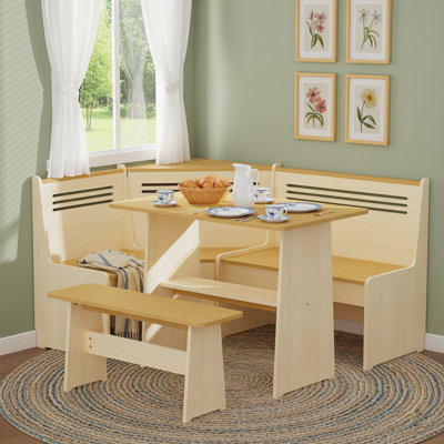 Ensemble de salle à manger de coin-repas moderne avec banc en L, banc de chargement USB et tablette de rangement Modern