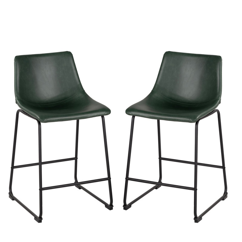 Tabouret de comptoir Dorielle, Vert, Tabouret de comptoir (siège d'une hauteur de 24 p