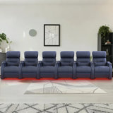 Reclining Sofa Electricity Recliner Power Recliner Chair Top Grain Leather Movie Chair Gaming Seat With Tray Table USB Charging Cup Holders Blue