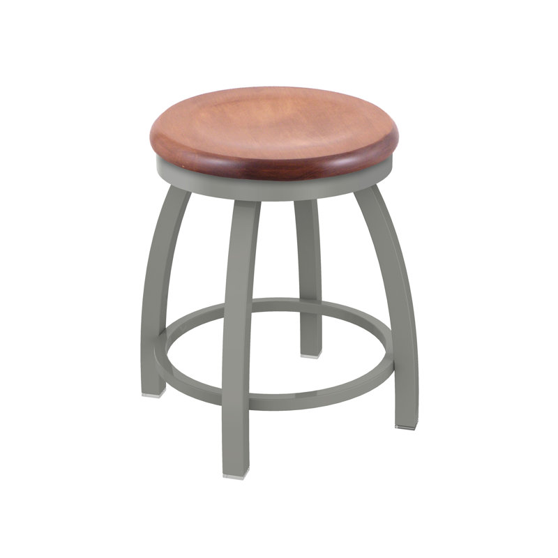Tabouret de coiffeuse pivotant avec siège en bois 802 Misha, Nickel anodisé, Érable moyen
