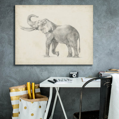  «Elephant Sketch 1» par Ethan Harper, art mural sur toile, 34 po x 26 po