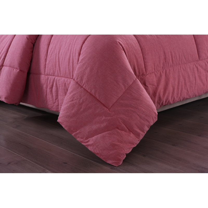 Full Red Cotton Comforter Set with Shams