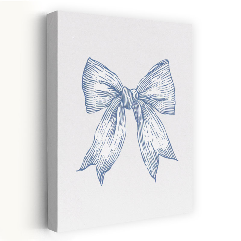 Classic Blue Bow 1 Piece Wrapped Canvas Wall Art, 152.4 cm H x 101.6 cm W
