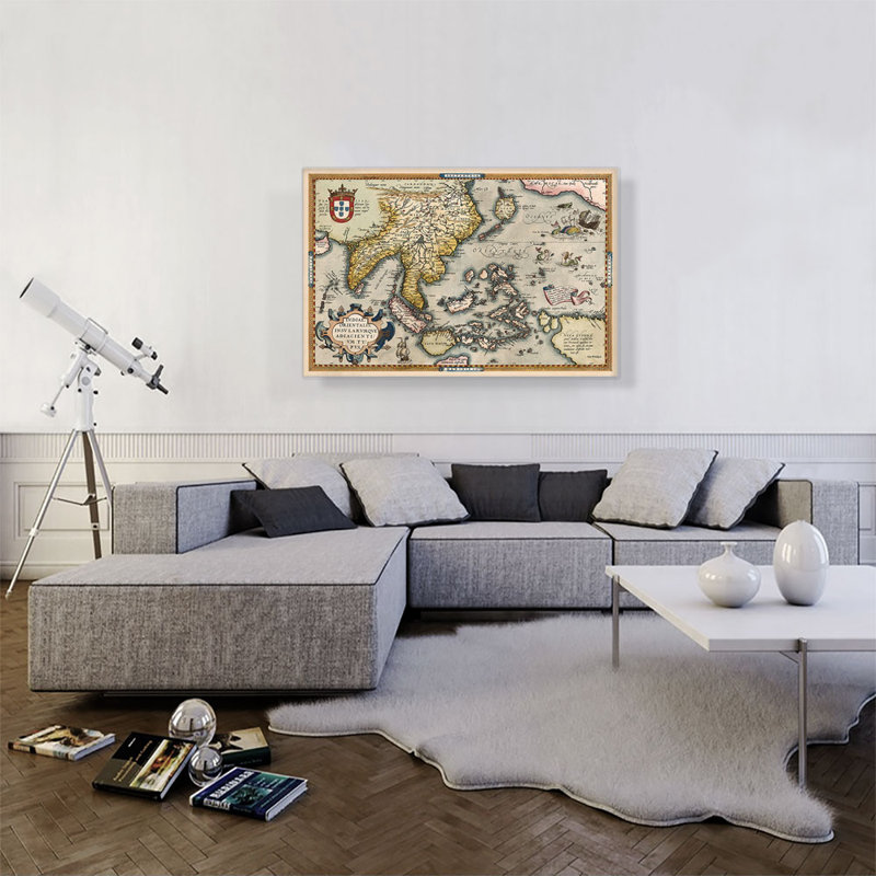 «Indiae Orientalis, Theatrum Or bis Terrarum 1585» par Abraham Ortelius, reproduction d'art sur toile tendue