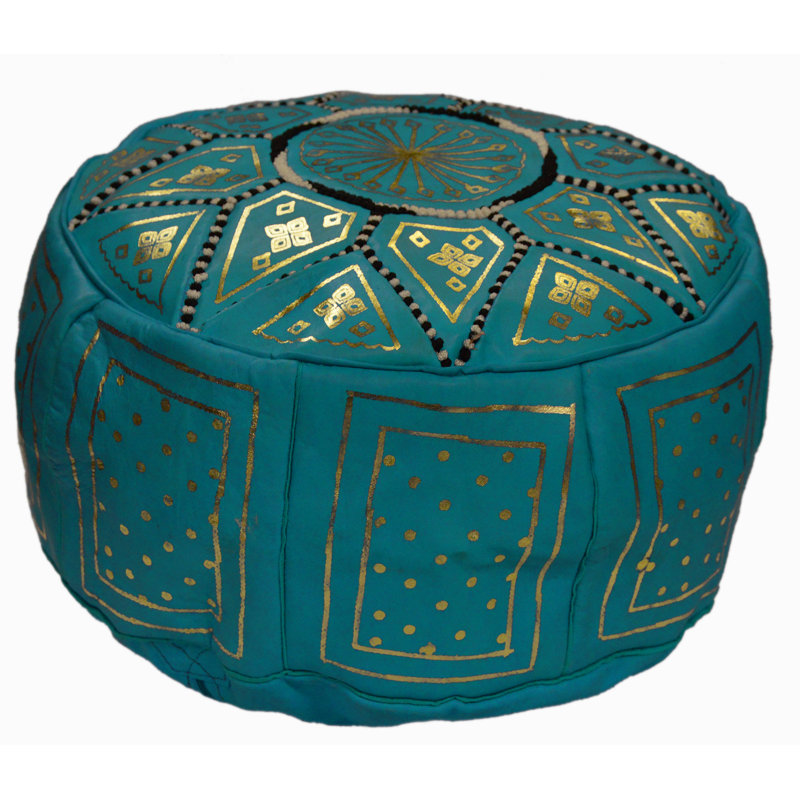 Bagley Leather Ottoman, Teal Genuine Leather