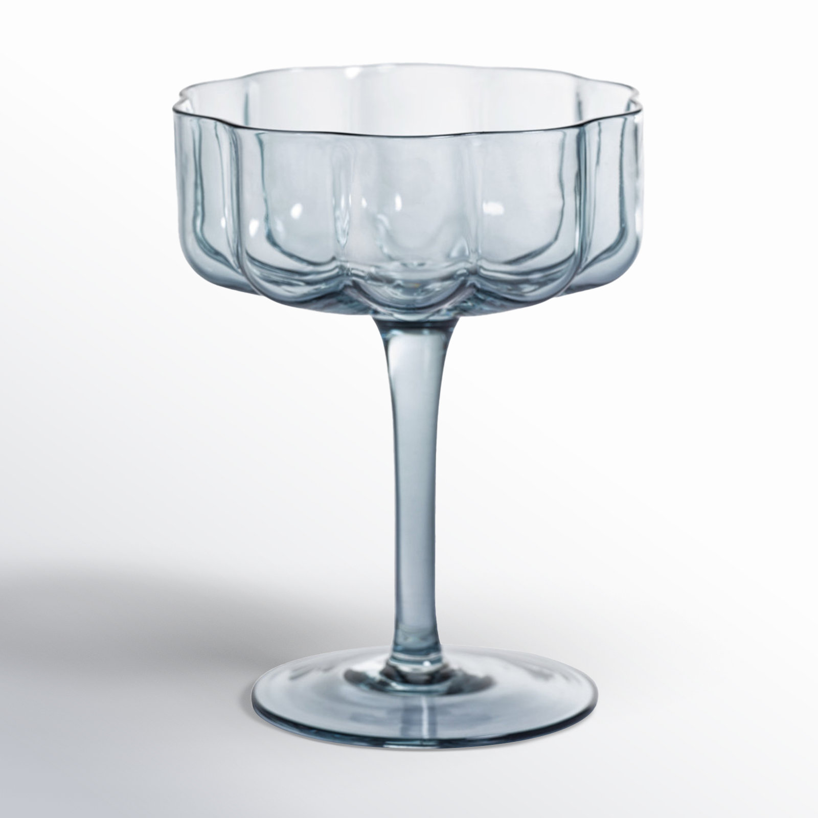 Reinhard 4-Piece Set Handblown Coupe Glasses, Blue