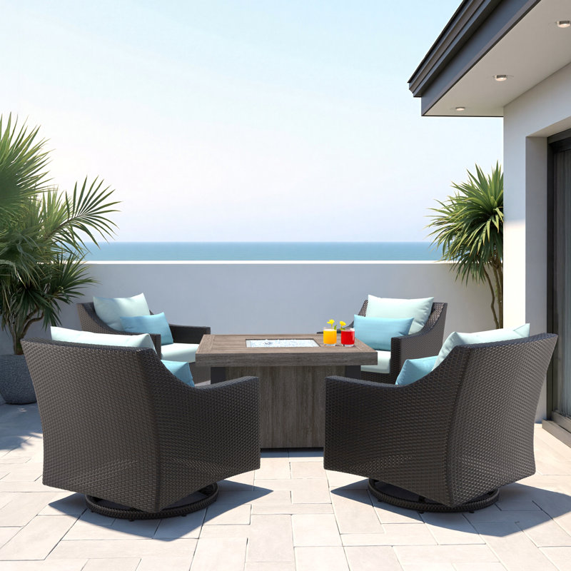 Fionnula 4-Person Patio Seating Set with Sunbrella Cushions, Canvas Spa Sunbrella® Canvas