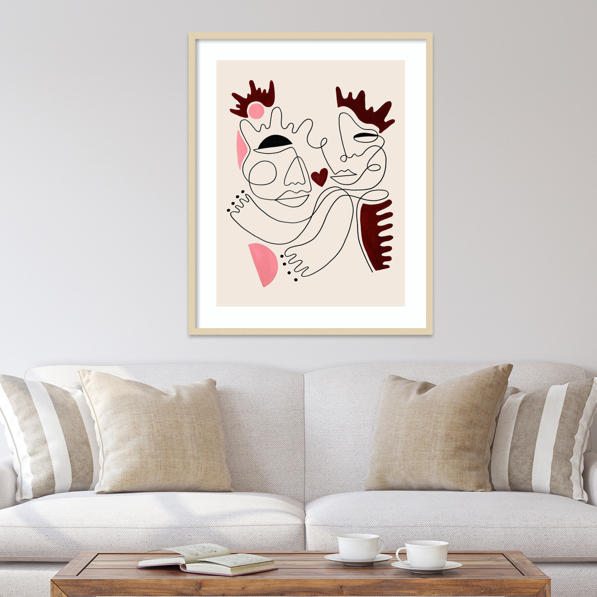 Love Yours by Shatha Al Dafai, 33.38" H x 27.38" W x 0.875" D, Natural Framed