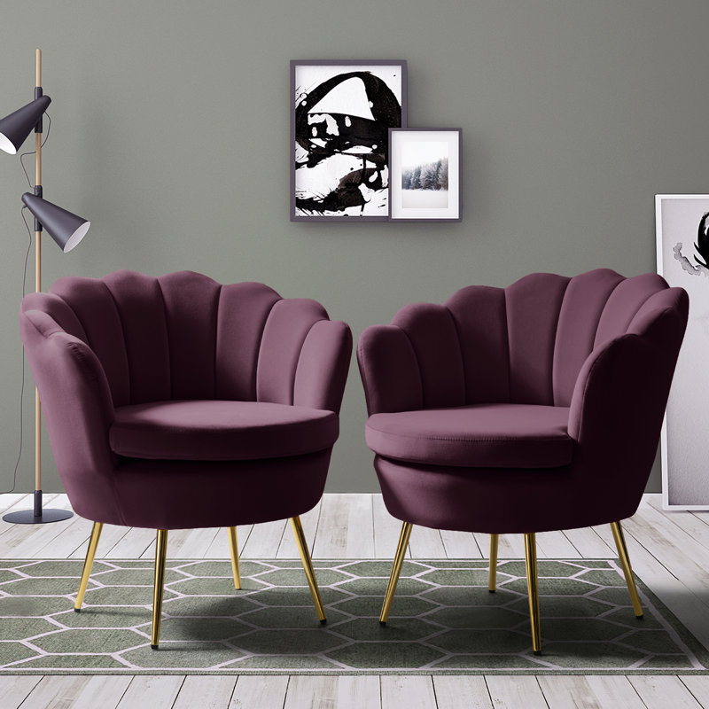 Fauteuil demi-tonneau en velours 30 po Hendrix, Mauve