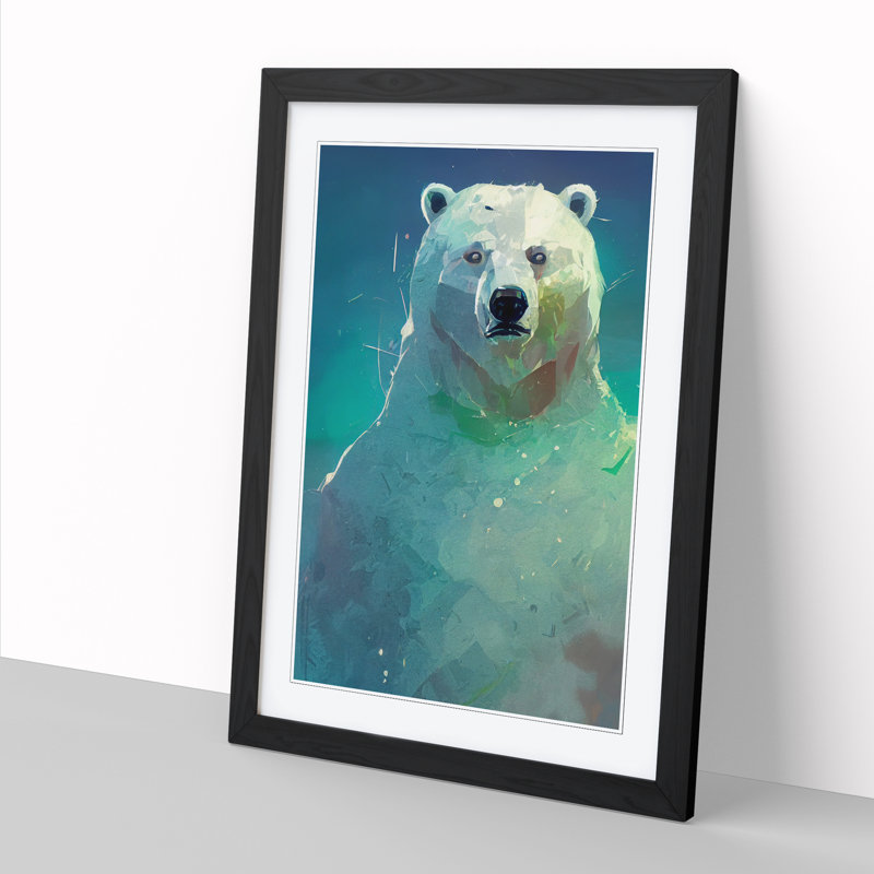 Nowell Polar Bear Painted - Picture Frame Print, 64cm H x 46cm W x 2cm D, Oak