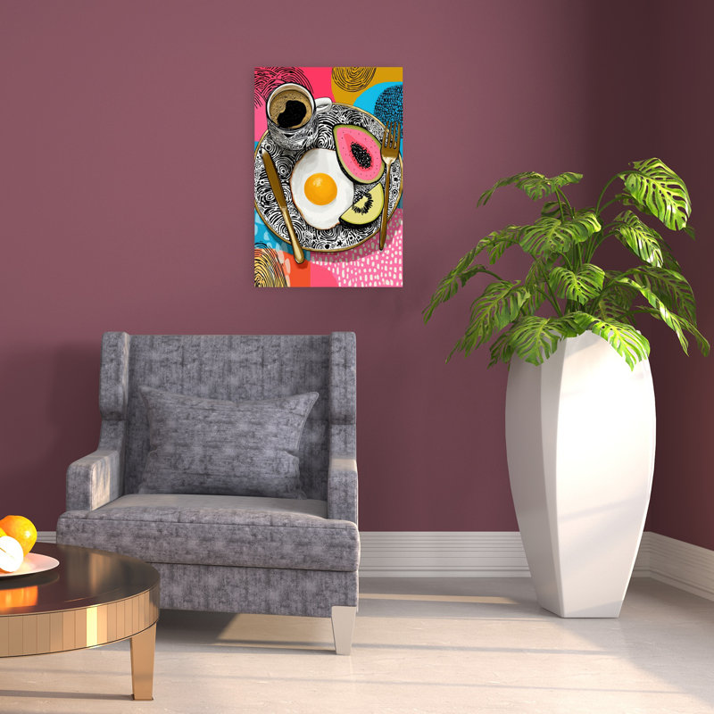 «Vibrant Petit déjeuner», art mural abstrait coloré, fruits tropicaux, H 24 po x l 16 po